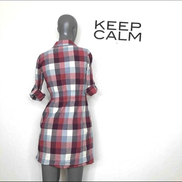 Theory Dominica Plaid Shirt Dress Red White Gray - Picture 6 of 8
